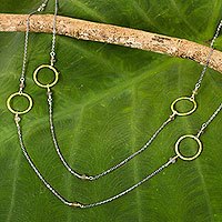 Gold plated labradorite station necklace,