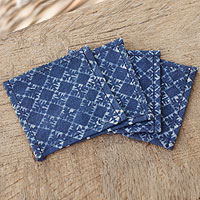 Cotton batik coasters Diamond Snowflakes set of 4 Thailand