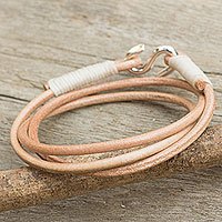 Leather and silver wrap bracelet,