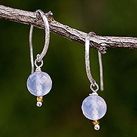 Chalcedony dangle earrings, 'Pale Sky' - Light Blue Chalcedony on Sterling Silver Earrings