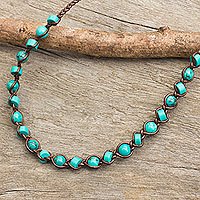 Calcite and leather beaded necklace,