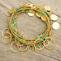 Gold plated chalcedony wrap bracelet,
