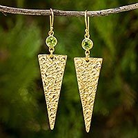 Gold vermeil peridot dangle earrings,
