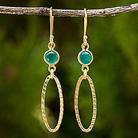 Gold vermeil chalcedony dangle earrings,