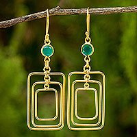 24k gold plated chalcedony dangle earrings,