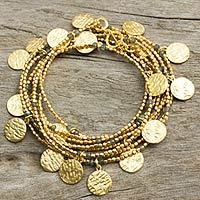 Gold plated labradorite wrap bracelet,