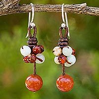 Carnelian and amazonite dangle earrings,