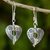 Silver dangle earrings, 'Loving Karen Heart' - Heart Theme Handcrafted Thai Hill Tribe Silver Earrings thumbail