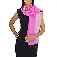 Rayon and silk blend scarf Rose Shimmer Thailand