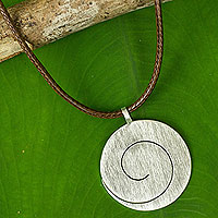Sterling silver pendant necklace, 'One' - Artisan Crafted Silver Pendant Necklace from Thailand