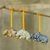 Celadon ceramic ornaments, 'Sawasdee Elephants' (set of 3) - Blue Green and Brown Ceramic Elephant Ornaments (Set of 3) thumbail