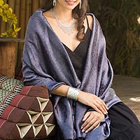 Rayon and silk blend shawl Mandarin Storm Thailand