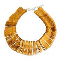 Upcycled wood statement necklace,