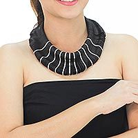 Reclaimed wood statement necklace,