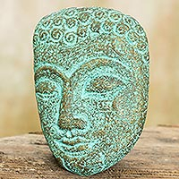 Recycled paper wall sculpture, 'Inspiring Young Buddha' - Buddha Portrait Handmade Recycled Paper Wall Sculpture