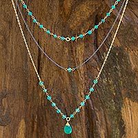 Vermeil chalcedony multi-strand necklace,