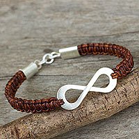 Leather and sterling silver bracelet,