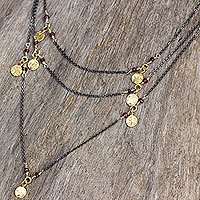 Gold accent garnet wrap necklace,