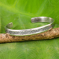 Sterling silver cuff bracelet, 'Forest Footpaths' - Thailand Sterling Silver Free Trade Cuff Bracelet