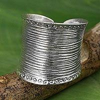 Sterling Silver Wide Wrap Ring Hand Crafted in Thailand,'Hill Tribe Spectacular'