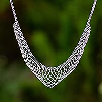 Sterling silver collar necklace, 'Elegant Lace' - Vintage Style Collar Necklace in 925 Sterling Silver