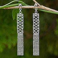 Sterling silver waterfall earrings, 'Mandarin Fringe' - Contemporary Sterling Silver Waterfall Style Earrings