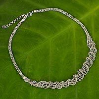 Sterling silver statement necklace,