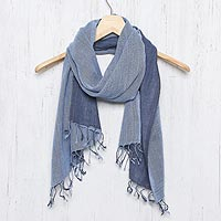 Cotton reversible scarf Blue Duet Thailand