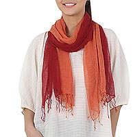Cotton scarf Red Orange Duet Thailand