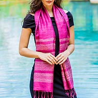Silk scarf Magenta Mystery Thailand
