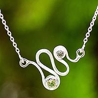 Blue topaz and peridot pendant necklace,
