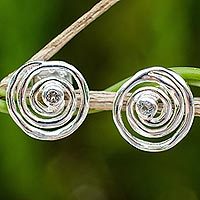 Blue topaz button earrings,
