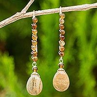 Agate and jasper dangle earrings,
