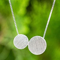 Sterling silver pendant necklace, 'Lunar Couple' - Thai Original Necklace Artisan Crafted Silver Jewelry