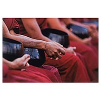 'Alms Bowls ll' - Original Color Photo Print of Buddhist Monks with Alms Bowls