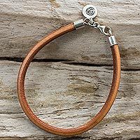 Silver and leather bracelet,
