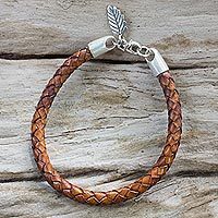 Silver and leather bracelet,
