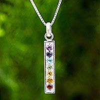 Multigemstone chakra pendant necklace, Chakra Honor