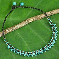 Calcite beaded pendant necklace,