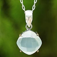Blue chalcedony pendant necklace,