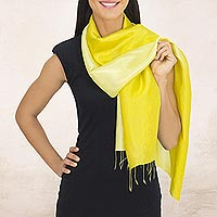 Rayon and silk blend scarf Shimmering Lemon Thailand