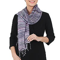 Silk scarf Purple Iridescence Thailand