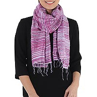 Silk scarf Purple Lilac Iridescence Thailand