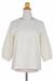 Cotton blouse, 'Cream Thai Style' - Cotton Blouse in Cream Color Round Neck and Long Sleeves (image 2c) thumbail