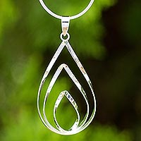 Sterling silver pendant necklace, 'Lotus Flame' - Polished Sterling 925 Fair Trade Pendant Necklace