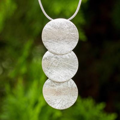 Sterling silver pendant necklace, 'Full Moon Trio' - Sterling 925 Fair Trade Pendant Necklace