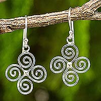 Sterling silver dangle earrings, 'Spiraling WInds' - Artisan Crafted Spiral Design Sterling Silver Earrings