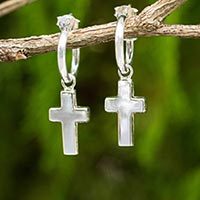 Sterling silver half-hoop earrings,