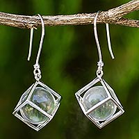 Quartz dangle earrings, 'Glistening Raindrops' - Clear Quartz and Sterling Silver Earrings from Thailand