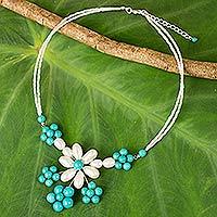 Cultured pearl and calcite beaded necklace,
